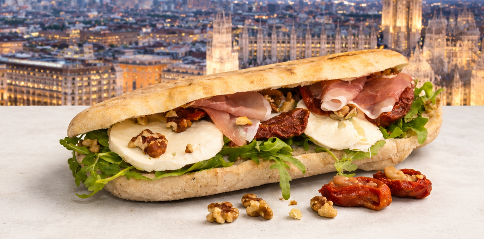 Saltimbocca Forno Garofalo con mozzarella, prosciutto crudo, pomodori secchi e rucola, presentato durante TuttoFood Milano 2026